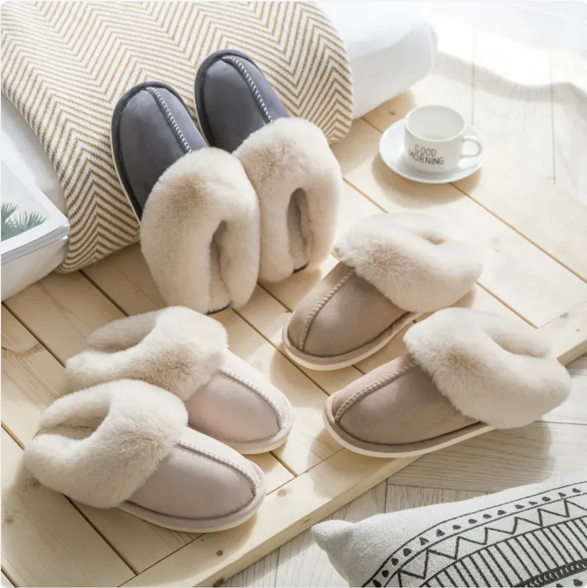 Pantuflas de Algodón Mullidas para Mujer